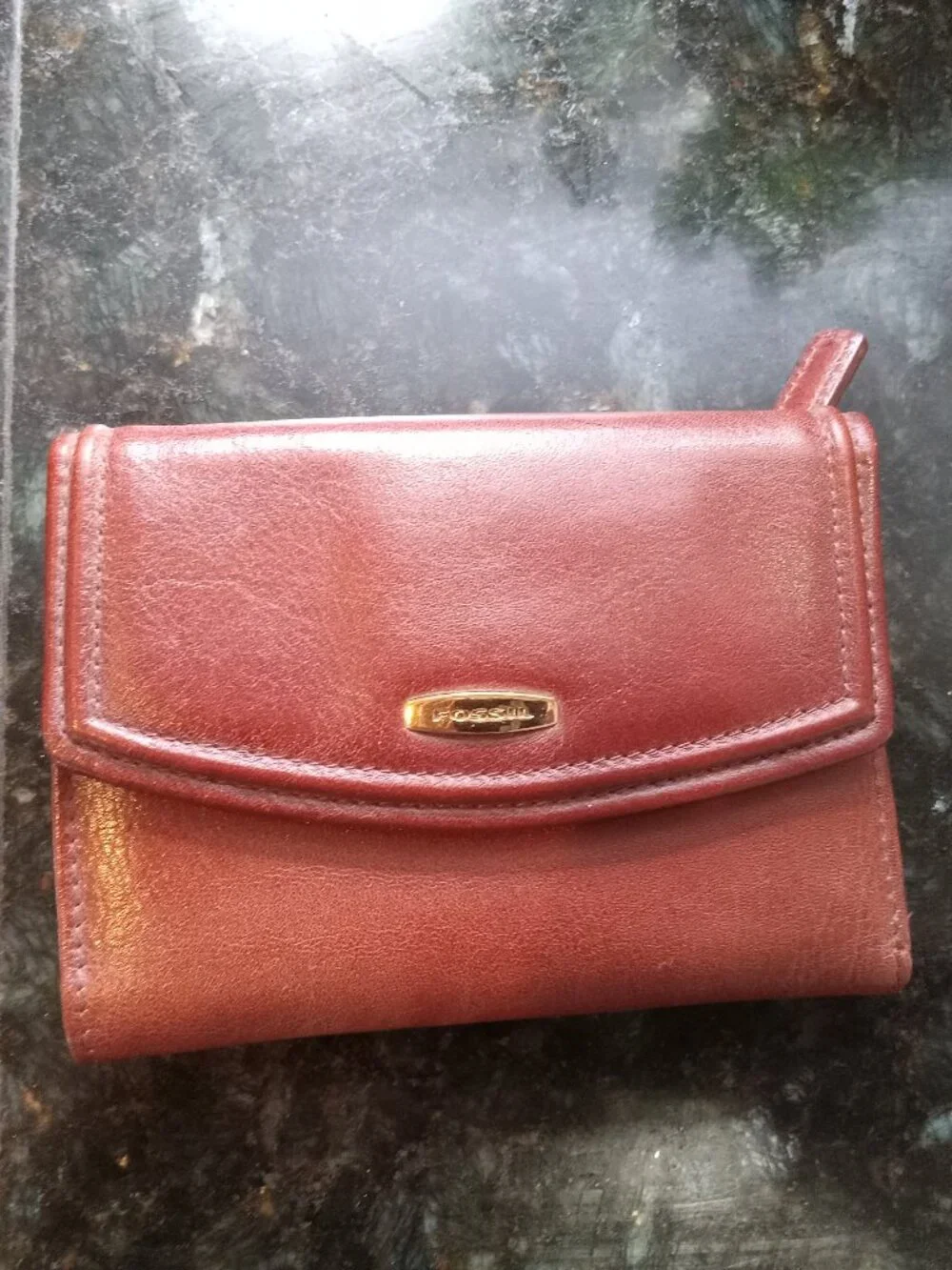 FOSSIL Genuine Leather Cognac Billfold - never used!